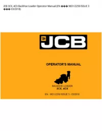 JCB 3CX  4CX Backhoe Loader Operator Manual (EN  9831/2250 ISSUE 3  - 03/2018 preview