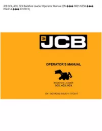 JCB 3CX  4CX  5CX Backhoe Loader Operator Manual (EN  9821/6250  ISSUE 4  - 07/2017 preview