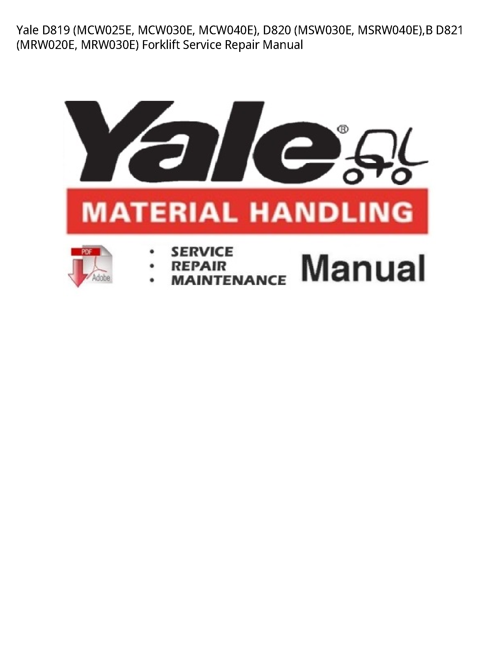 Yale D819 Forklift manual