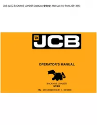 JCB 3CXG BACKHOE LOADER Operators Manual (SN from - 2691366 preview