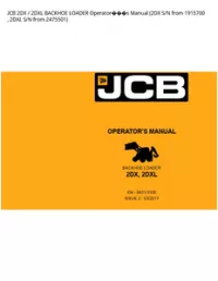 JCB 2DX / 2DXL BACKHOE LOADER Operators Manual (2DX S/N from 1915700   2DXL S/N from - 2475501 preview