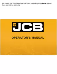 JCB 1CXWS  1CXT STANDARD-TIER 3 BACKHOE LOADER Operators Manual (from 02416351 to - 02416450 preview