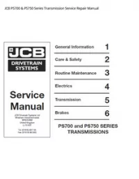 JCB PS700 & PS750 Series Transmission Service Repair Manual preview