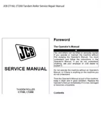 JCB CT160  CT260 Tandem Roller Service Repair Manual preview
