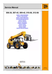 JCB 506-36 507-42 509-42 510-56 512-56 Telescopic Handler Service Repair Workshop Manual (Publication No. - 9803/3740-08 preview