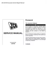 JCB JCB140 Excavator Service Repair Manual preview