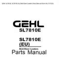 GEHL SL7810E  SL7810E (EU) Skid-Steer Loaders Parts Manual (Form No. - 917222 preview