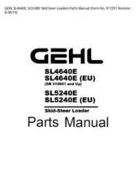 GEHL SL4640E  SL5240E Skid Steer Loaders Parts Manual (Form No. 917291 Revision D - 08/10 preview