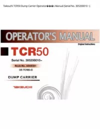 Takeuchi TCR50 Dump Carrier Operator���s Manual (Serial No. 305200010 - ~ preview