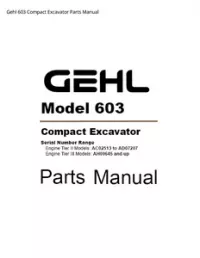 Gehl 603 Compact Excavator Parts Manual preview