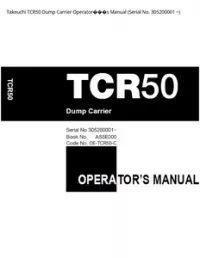 Takeuchi TCR50 Dump Carrier Operator���s Manual (Serial No. 305200001 - ~ preview