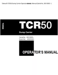 Takeuchi TCR50 Dump Carrier Operator���s Manual (Serial No. 30510005 - ~ preview