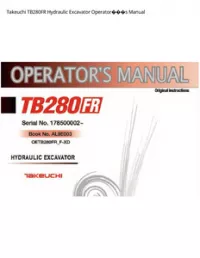 Takeuchi TB280FR Hydraulic Excavator Operator���s Manual preview