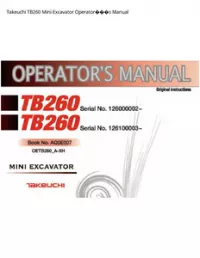 Takeuchi TB260 Mini Excavator Operator���s Manual preview