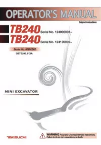 Takeuchi TB240 Mini Excavator Operator���s Manual preview