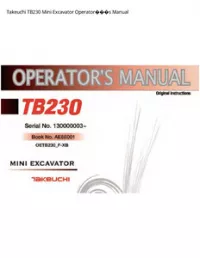 Takeuchi TB230 Mini Excavator Operator���s Manual preview