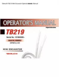 Takeuchi TB219 Mini Excavator Operator���s Manual preview