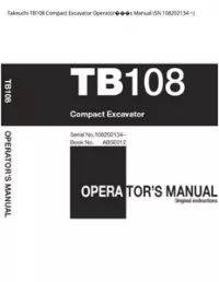 Takeuchi TB108 Compact Excavator Operator���s Manual (SN 108202134 - ~ preview