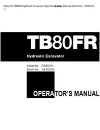 Takeuchi TB80FR Hydraulic Excavator Operator���s Manual (Serial No. 17820256 - ~ preview