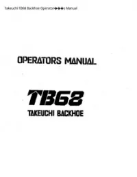Takeuchi TB68 Backhoe Operator���s Manual preview