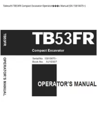 Takeuchi TB53FR Compact Excavator Operator���s Manual (SN - 15810675~ preview