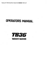 Takeuchi TB36 Backhoe Operator���s Manual preview