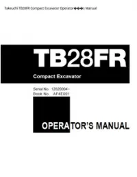 Takeuchi TB28FR Compact Excavator Operator���s Manual preview