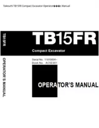 Takeuchi TB15FR Compact Excavator Operator���s Manual preview
