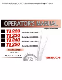 Takeuchi TL220  TL230  TL240  TL250 Track Loader Operator���s Manual preview