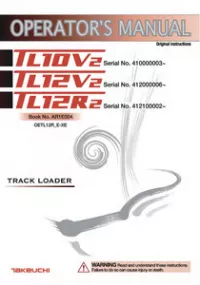 Takeuchi TL10V2  TL12V2  TL12R2 Track Loader Operator���s Manual preview