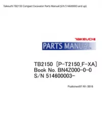 Takeuchi TB2150 Compact Excavator Parts Manual (S/N 514600003 and - up preview
