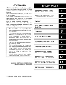 Suzuki GSF600 Motocycle service manual
