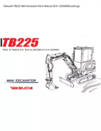 Takeuchi TB225 Mini Excavator Parts Manual (S/N 122500005-and - up preview