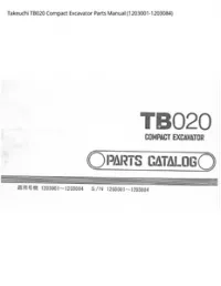 Takeuchi TB020 Compact Excavator Parts Manual - 1203001-1203084 preview