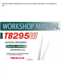 Takeuchi TB295W Hydraulic Excavator Service Repair Manual (S/N: 190100003 and - up preview