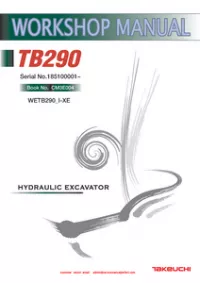 Takeuchi TB290 Hydraulic Excavator Service Repair Manual (S/N: 185100001 and - up preview