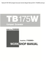 Takeuchi TB175W Compact Excavator Service Repair Manual (S/N: 17520003 and - up preview