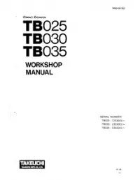 Takeuchi Tb025   Tb030   Tb035 Compact Excavator Service Workshop Manual preview