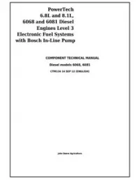 CTM134 - John Deere PowerTech 6068 & 6081 Diesel Engines Lev.3 Fuel Systems w.Bosch In-Line Pump Service Manual preview