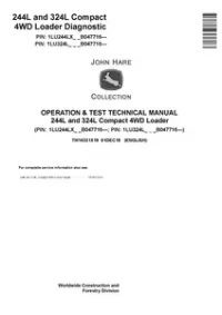 John Deere 244L and 324L Compact 4WD Loader Operation & Test Technical Manual - TM14321X19 preview