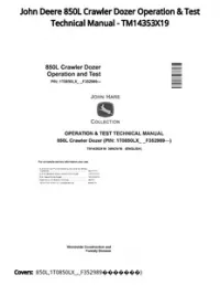John Deere 850L Crawler Dozer Operation & Test Technical Manual - TM14353X19 preview