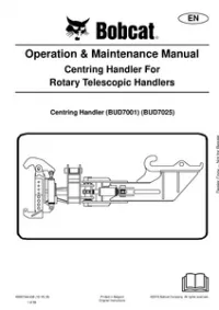 Bobcat Centring Handler For Rotary Telescopic Handlers Operation & Maintenance Manual  preview
