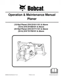 Bobcat Planer Operation & Maintenance Manual (18 Hyd Planer)(18 In)(24 Hyd Planer)(24 In)  preview