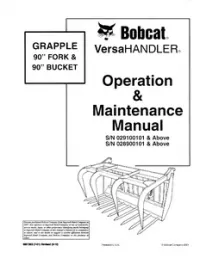 Bobcat Grapple 90 fork& 90 bucket Operation & Maintenance Manual preview