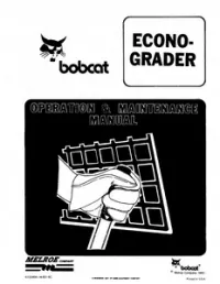 Bobcat Econo - Grader Operation & Maintenance Manual preview