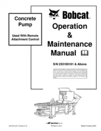 Bobcat Concrete Pump Operation & Maintenance Manual S/N 233100101 & Above preview