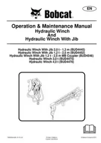 Bobcat  Hydraulic Winch And Hydraulic Winch With Jib Operation & Maintenance Manual preview