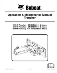 Bobcat Trencher Operation & Maintenance Manual LT213, LT313, LT414 preview