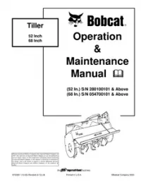 Bobcat Tiller Operation & Maintenance Manual  52 Inch, 68 Inch preview