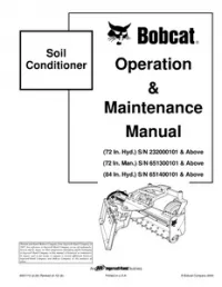 Bobcat Soil Conditioner 72 In. 84 In Operation & Maintenance Manual preview